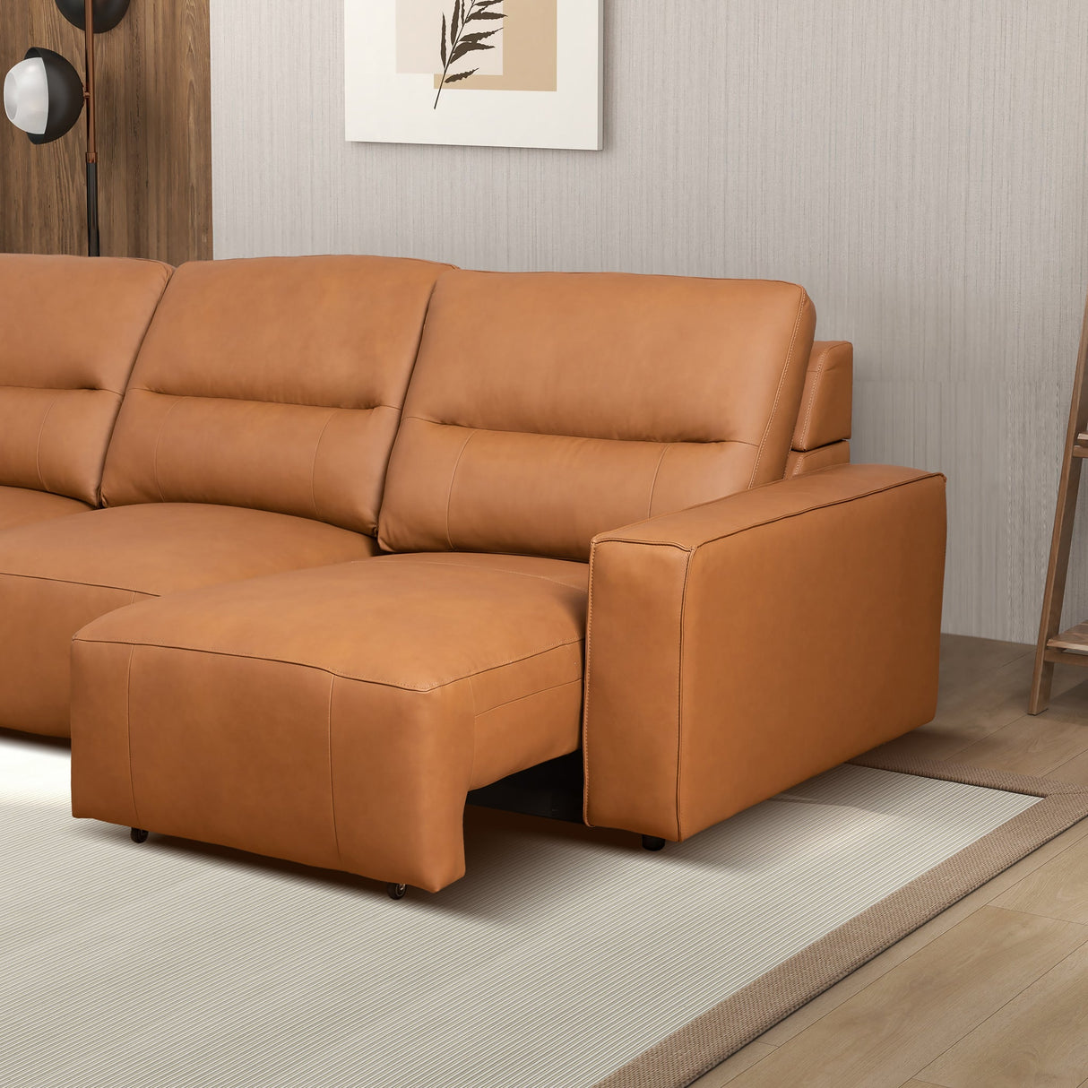 Grant Triple PWR Convertible Sofa - Cognac Leather from Ashcroft Furniture - Luna Furniture