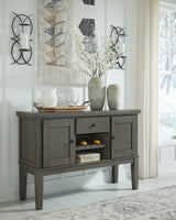 Hallanden Gray Counter Height Dining Table and 4 Barstools with Server from Ashley - Luna Furniture