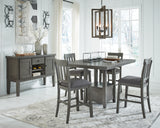 Hallanden Gray Counter Height Dining Table and 4 Barstools with Server from Ashley - Luna Furniture
