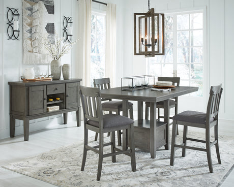 Hallanden Gray Counter Height Dining Table and 4 Barstools with Server from Ashley - Luna Furniture