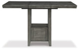 Hallanden Gray Counter Height Dining Table and 4 Barstools with Server from Ashley - Luna Furniture
