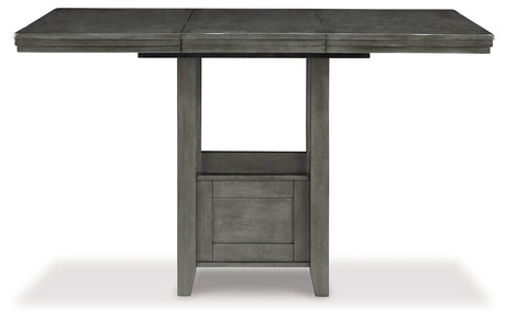 Hallanden Gray Counter Height Dining Table and 4 Barstools with Server from Ashley - Luna Furniture