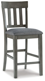 Hallanden Gray Counter Height Dining Table and 4 Barstools with Server from Ashley - Luna Furniture