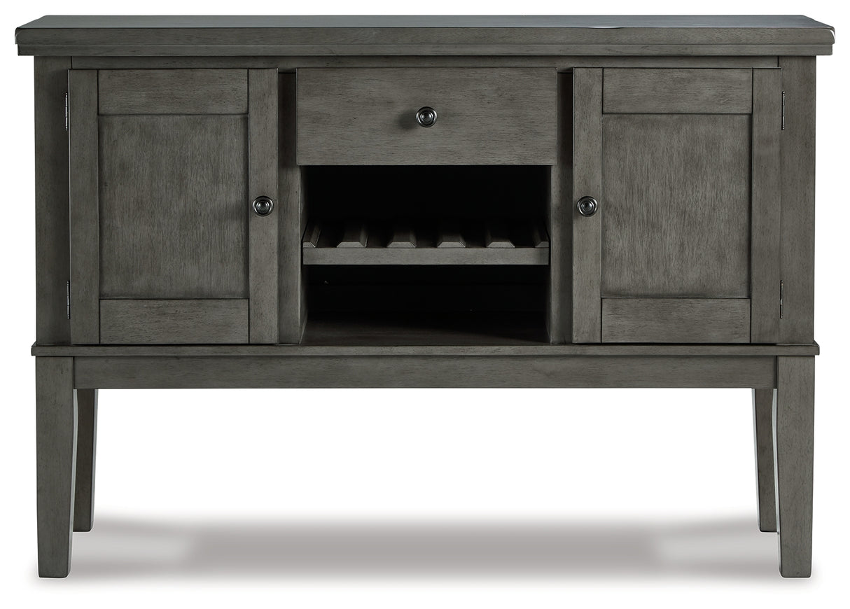 Hallanden Gray Counter Height Dining Table and 4 Barstools with Server from Ashley - Luna Furniture