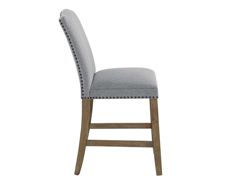 Grayson 24″ Counter Stool, Upholstered with Nailhead, Gray from Steve Silver - Luna Furniture