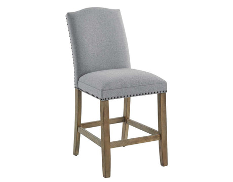 Grayson 24″ Counter Stool, Upholstered with Nailhead, Gray from Steve Silver - Luna Furniture