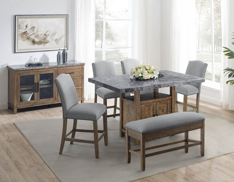 Grayson 6-Piece Marble Top Counter Storage Dining Set from Steve Silver - Luna Furniture