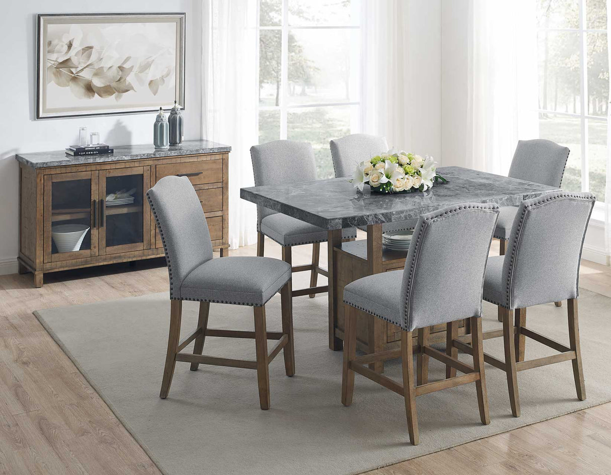 Grayson 6-Piece Marble Top Counter Storage Dining Set from Steve Silver - Luna Furniture