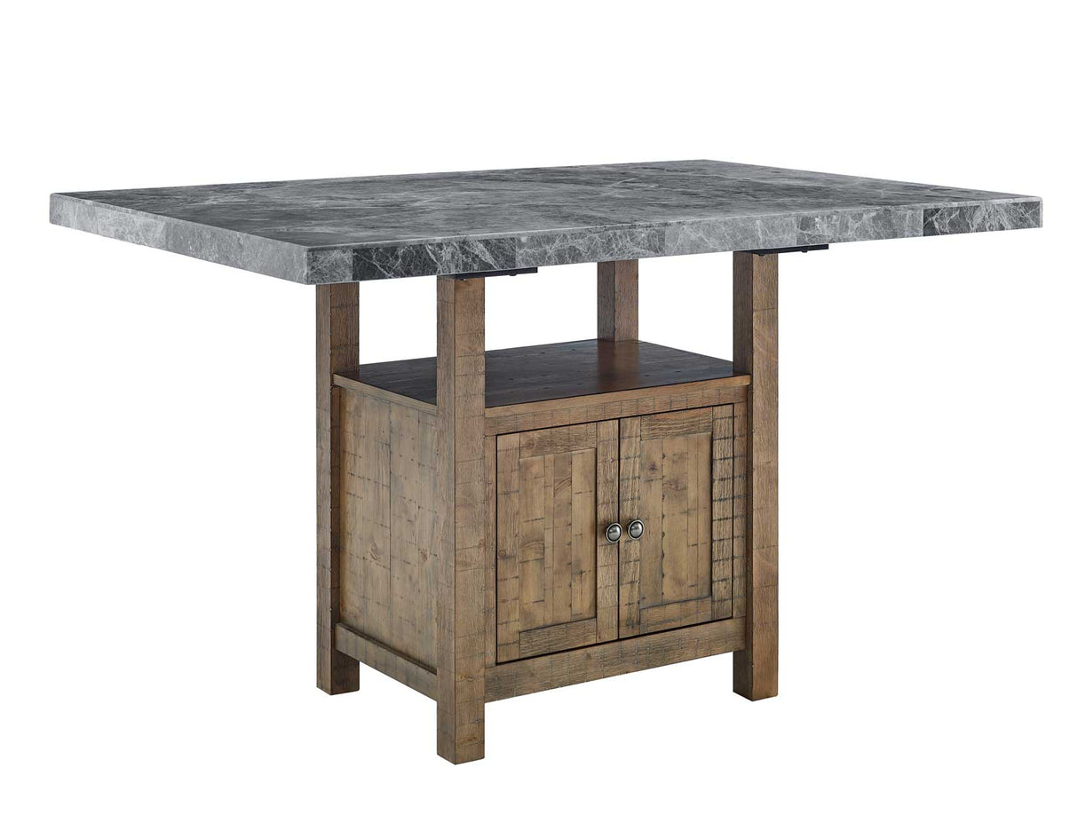 Grayson Gray Marble Top 60″ Storage Counter Height Table from Steve Silver - Luna Furniture