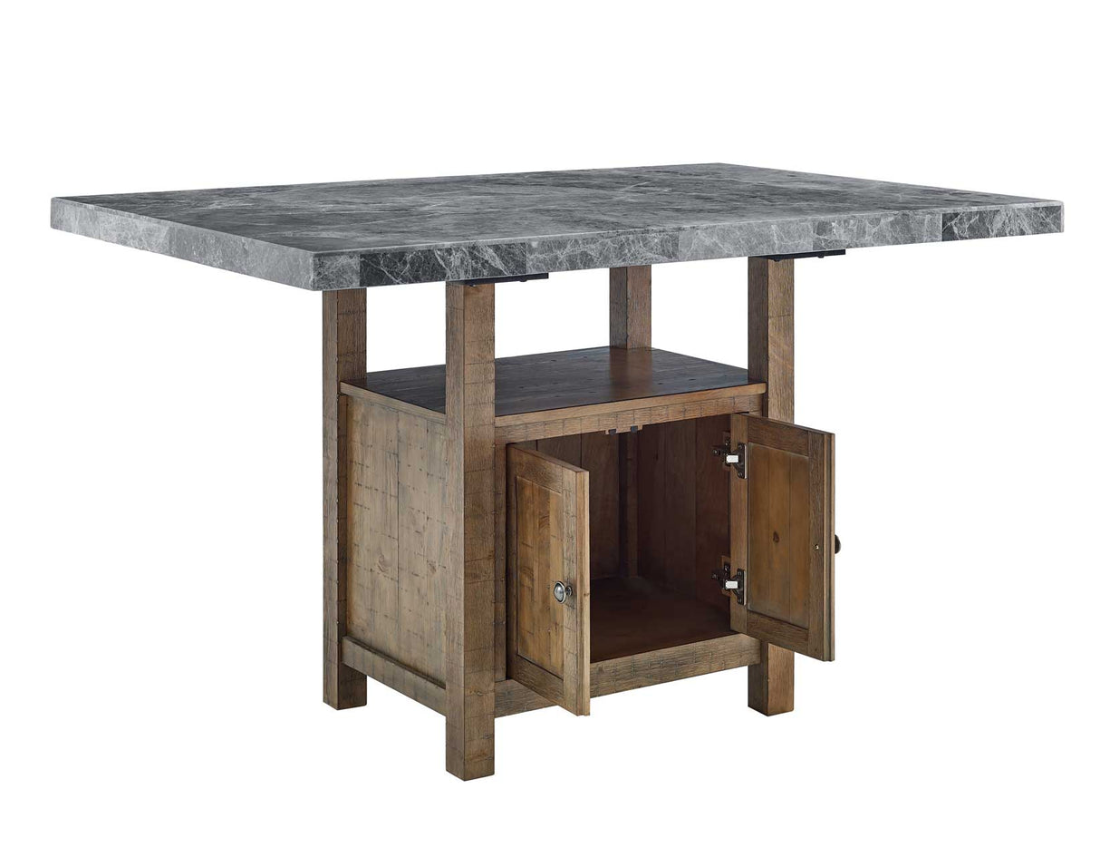 Grayson Gray Marble Top 60″ Storage Counter Height Table from Steve Silver - Luna Furniture