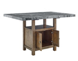 Grayson Gray Marble Top 60″ Storage Counter Height Table from Steve Silver - Luna Furniture