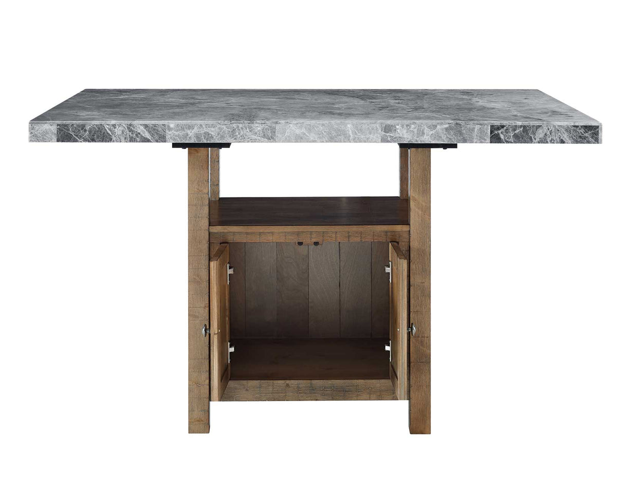 Grayson Gray Marble Top 60″ Storage Counter Height Table from Steve Silver - Luna Furniture