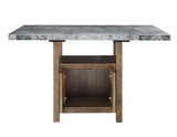 Grayson Gray Marble Top 60″ Storage Counter Height Table from Steve Silver - Luna Furniture