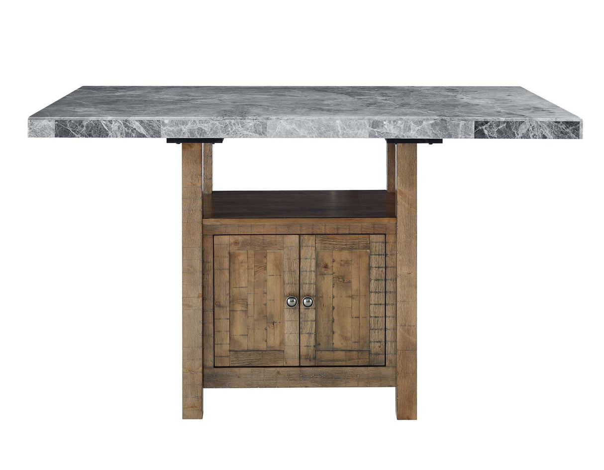 Grayson Gray Marble Top 60″ Storage Counter Height Table from Steve Silver - Luna Furniture