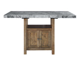 Grayson Gray Marble Top 60″ Storage Counter Height Table from Steve Silver - Luna Furniture