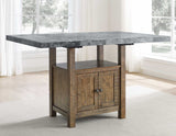 Grayson Gray Marble Top 60″ Storage Counter Height Table from Steve Silver - Luna Furniture