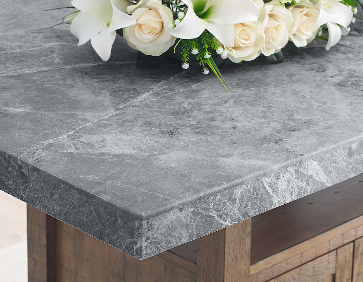 Grayson Gray Marble Top 60″ Storage Counter Height Table from Steve Silver - Luna Furniture