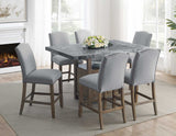 Grayson Gray Marble Top 60″ Storage Counter Height Table from Steve Silver - Luna Furniture
