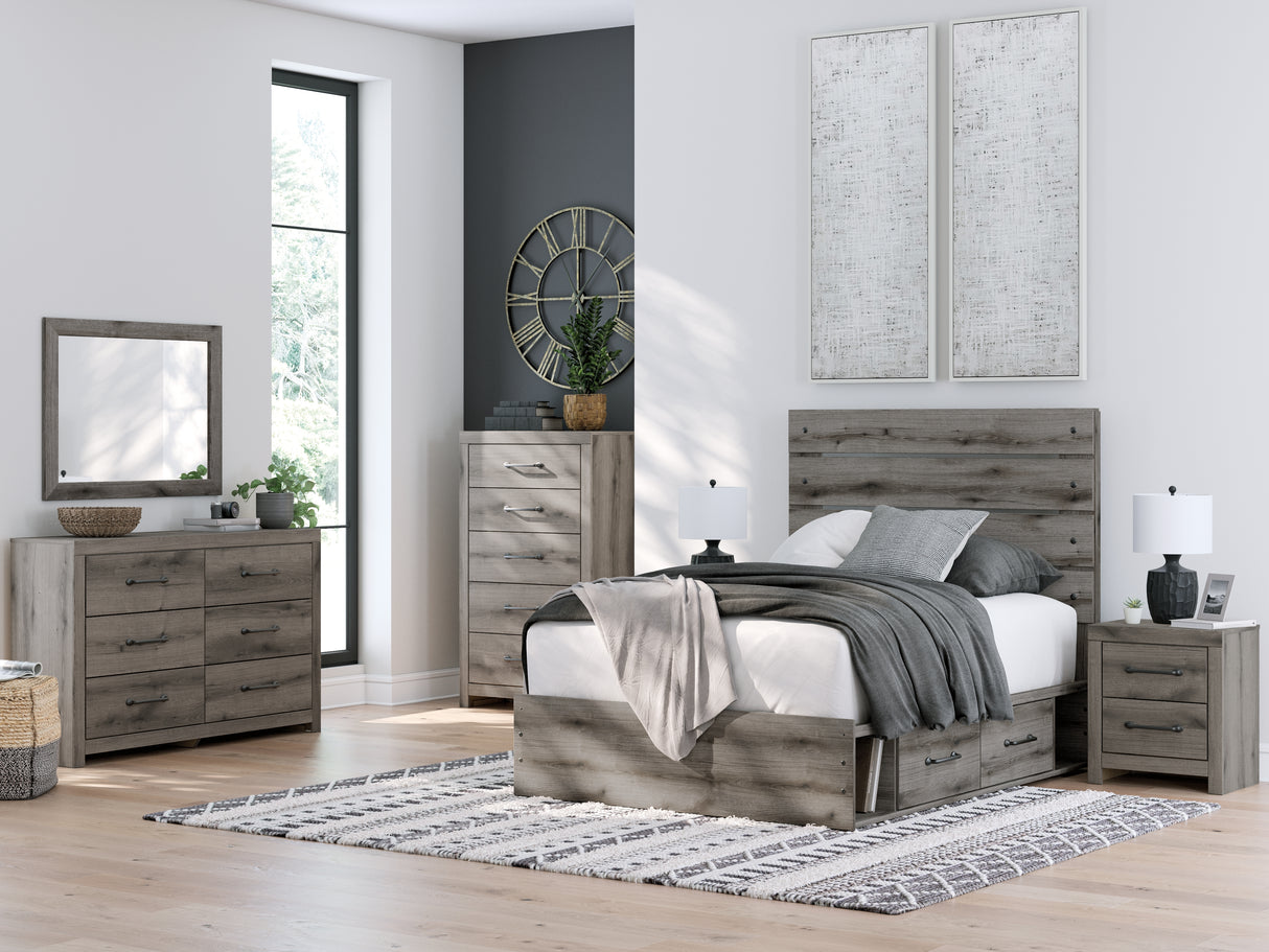 Graystorm Brown Gray Full Storage Platform Bed with 4 Drawers from Ashley - Luna Furniture
