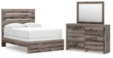 Graystorm Full Panel Bed with Mirrored Dresser in Brown Gray from Ashley - Luna Furniture