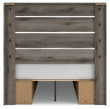 Graystorm Full Panel Bed with Storage with Mirrored Dresser and 2 Nightstands in Brown Gray from Ashley - Luna Furniture