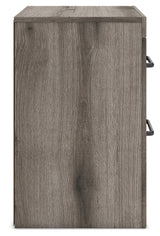 Graystorm Full Panel Bed with Storage with Mirrored Dresser and Nightstand in Brown Gray from Ashley - Luna Furniture