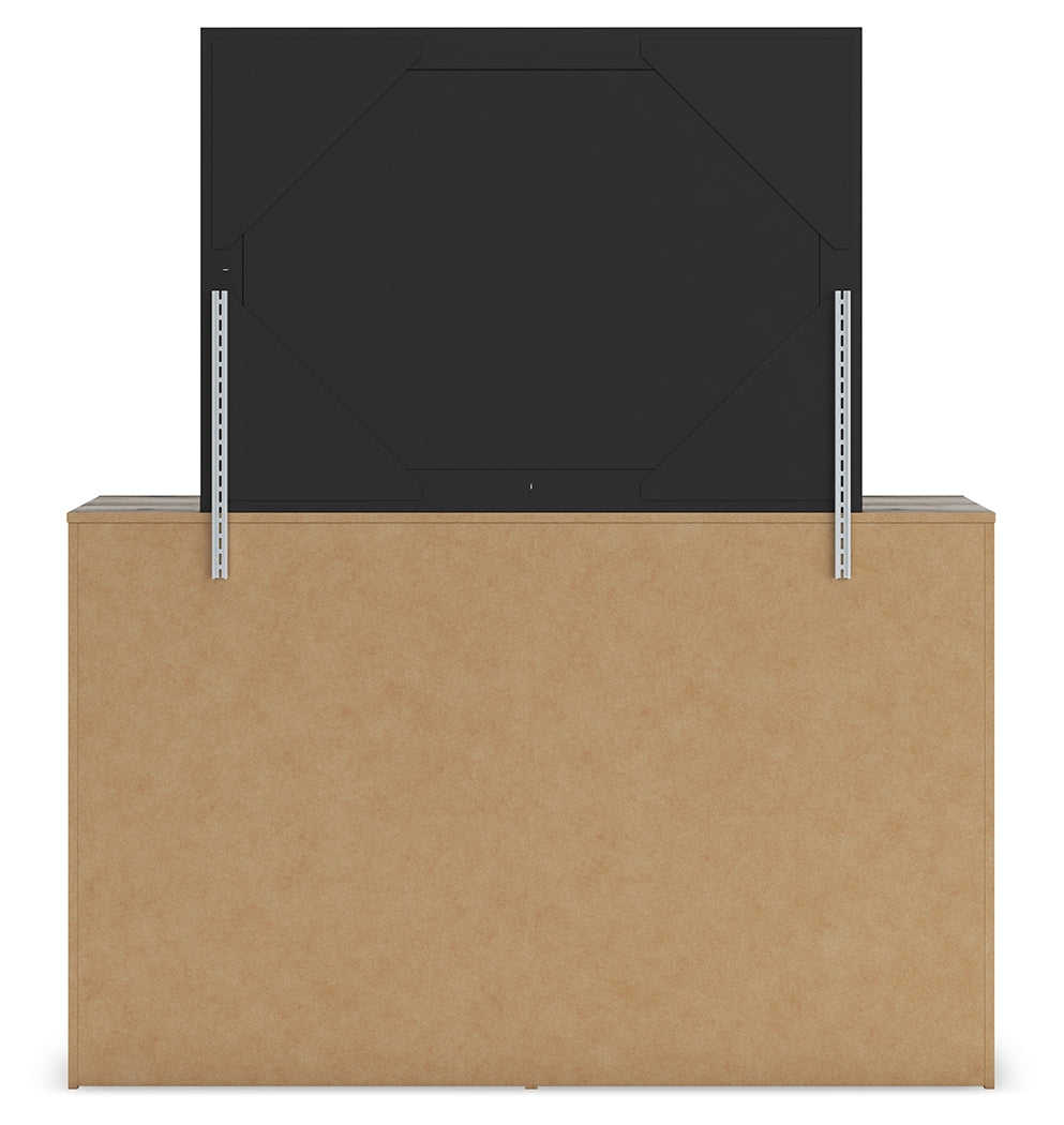 Graystorm Full Panel Bed with Storage with Mirrored Dresser and Nightstand in Brown Gray from Ashley - Luna Furniture