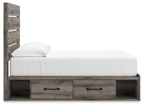 Graystorm Full Panel Bed with Storage with Mirrored Dresser, Chest and Nightstand in Brown Gray from Ashley - Luna Furniture