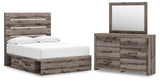 Graystorm Full Panel Bed with Storage with Mirrored Dresser in Brown Gray from Ashley - Luna Furniture