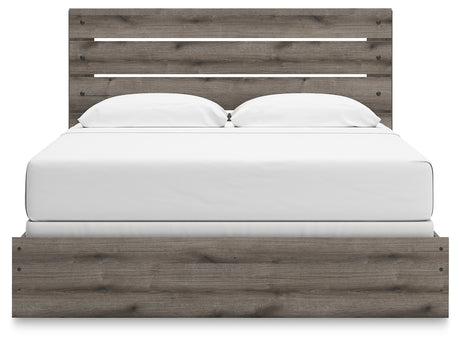 Graystorm King Panel Bed with Mirrored Dresser and 2 Nightstands in Brown Gray from Ashley - Luna Furniture