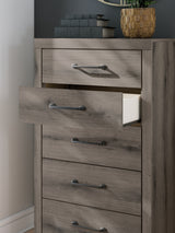 Graystorm King Panel Bed with Mirrored Dresser, Chest and Nightstand in Brown Gray from Ashley - Luna Furniture