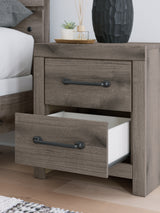 Graystorm King Panel Bed with Mirrored Dresser, Chest and Nightstand in Brown Gray from Ashley - Luna Furniture