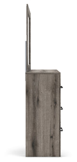 Graystorm King Panel Bed with Mirrored Dresser in Brown Gray from Ashley - Luna Furniture