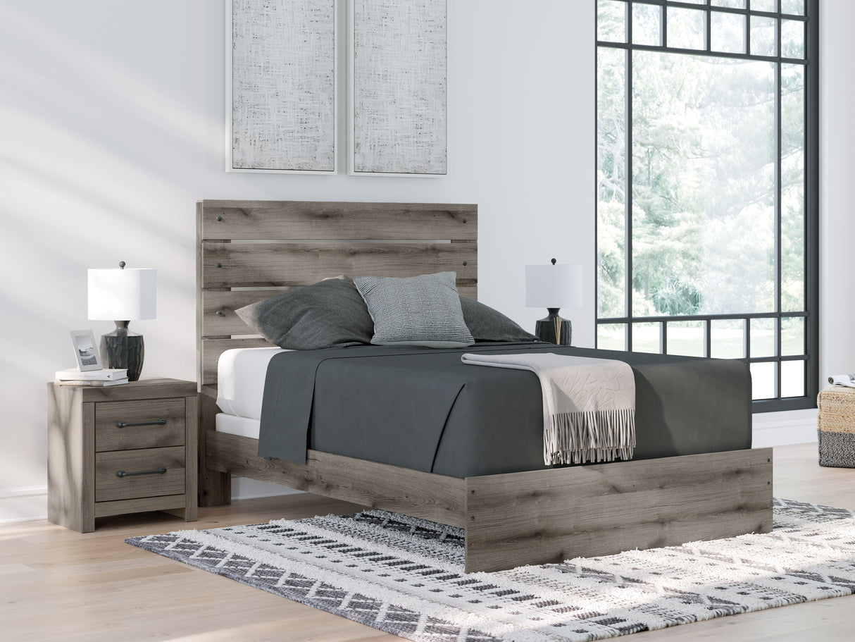 Graystorm Queen Panel Bed with Mirrored Dresser, Chest and 2 Nightstands in Brown Gray from Ashley - Luna Furniture