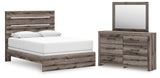 Graystorm Queen Panel Bed with Mirrored Dresser in Brown Gray from Ashley - Luna Furniture