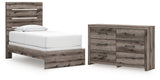 Graystorm Twin Panel Bed with Dresser in Brown Gray from Ashley - Luna Furniture