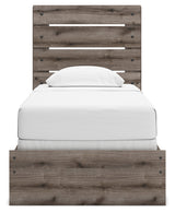 Graystorm Twin Panel Bed with Mirrored Dresser in Brown Gray from Ashley - Luna Furniture