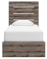 Graystorm Twin Panel Bed with Storage with Dresser and Nightstand in Brown Gray from Ashley - Luna Furniture