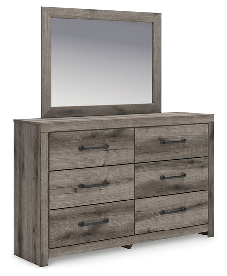 Graystorm Twin Panel Bed with Storage with Mirrored Dresser in Brown Gray from Ashley - Luna Furniture