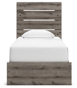 Graystorm Twin Panel Storage Bed with Mirrored Dresser, Chest and 2 Nightstands in Brown Gray from Ashley - Luna Furniture