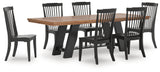 Greddinton Dining Table and 6 Chairs in Brown/Black from Ashley - Luna Furniture
