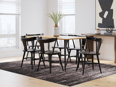 Gretlynn Dining Table and 6 Chairs in Black/Natural from Ashley - Luna Furniture