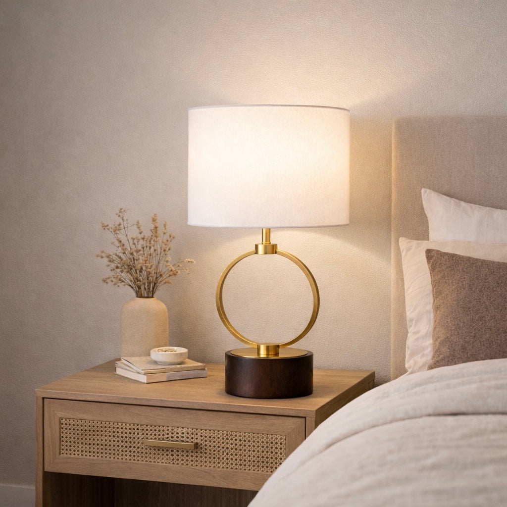 Grid Metal Circular Table Lamp from Ashcroft Furniture - Luna Furniture