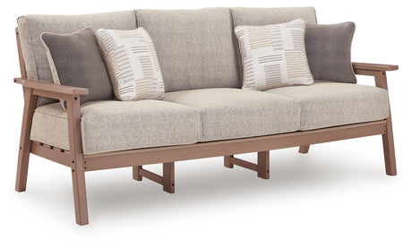 Grover Beach Driftwood Outdoor Sofa with Cushion from Ashley Furniture - Luna Furniture
