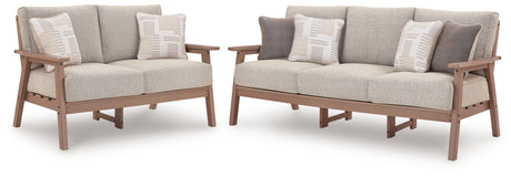 Grover Beach Outdoor Sofa and Loveseat in Driftwood from Ashley - Luna Furniture