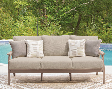 Grover Beach Outdoor Sofa, Loveseat, and Coffee Table in Driftwood from Ashley - Luna Furniture