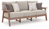 Grover Beach Outdoor Sofa, Loveseat, and Coffee Table in Driftwood from Ashley Furniture - Luna Furniture