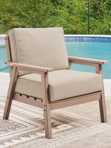 Grover Beach 2 Outdoor Chairs and End Table in Driftwood from Ashley Furniture - Luna Furniture