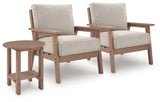 Grover Beach 2 Outdoor Chairs and End Table in Driftwood from Ashley Furniture - Luna Furniture