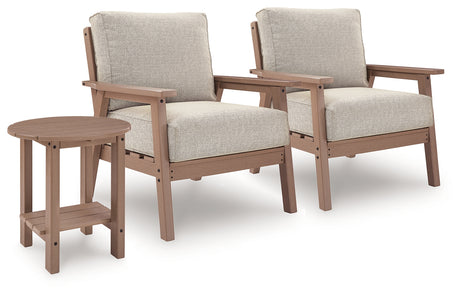 Grover Beach 2 Outdoor Chairs and End Table in Driftwood from Ashley - Luna Furniture